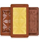 Fimary 3 Pcs Dubai Deep Chocolate Bar Mold Large Stuffed Silicone Molds for Filling Knafeh Pistac...