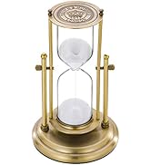 SuLiao Antique 60 Minute Hourglass, 360° Revolving Sand Timer, Large Brass Sand Clock, White Sand...