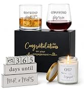 Imourari Engagement Gift for Couple, Wine Glass Candle &amp; Wedding Countdown | Lead-Free Hand Blown...