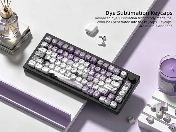 MOA Romantic Purple Keycaps, Custom PBT Keycaps Set Mechanical Keyboard Key Caps
