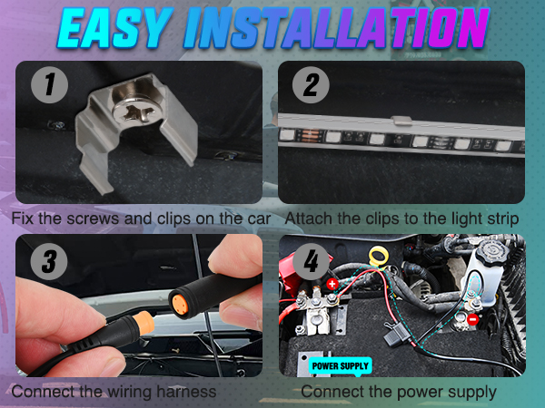 4Pcs Aluminum Underglow Neon Accent Strip Lights 396 LEDs Dream Color