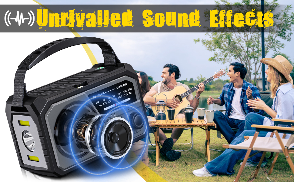 Weather Radio, 5000mAh/18500mWh NOAA Weather Radio, Solar Hand Crank Emergency Radio