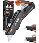 VOTREK Box Cutter Utility Knife, [2-in-1] Retractable Box Cutter, with Blade Storage, Safety All...