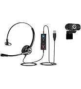 TruVoice VoicePro 10 USB Headset with Noise Canceling Microphone and 1080P Webcam Bundle (Single ...