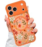 AIGOMARA Magnetic Case for Phone 2026 Pro Max, Floral Flower - Orange | [Compatible with MagSafe]...