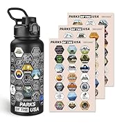 National Parks Water Bottle with Stickers and Straw,32oz Double Wall Vacuum Wide Mouth Insulated ...