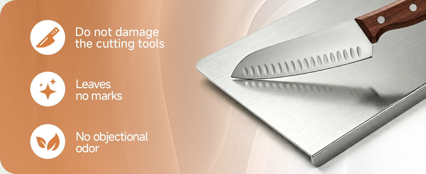 Sykexonm 304 Stainless Steel Cutting Board for Kitchen with Counter Lip &amp;amp; Non-slip Mat