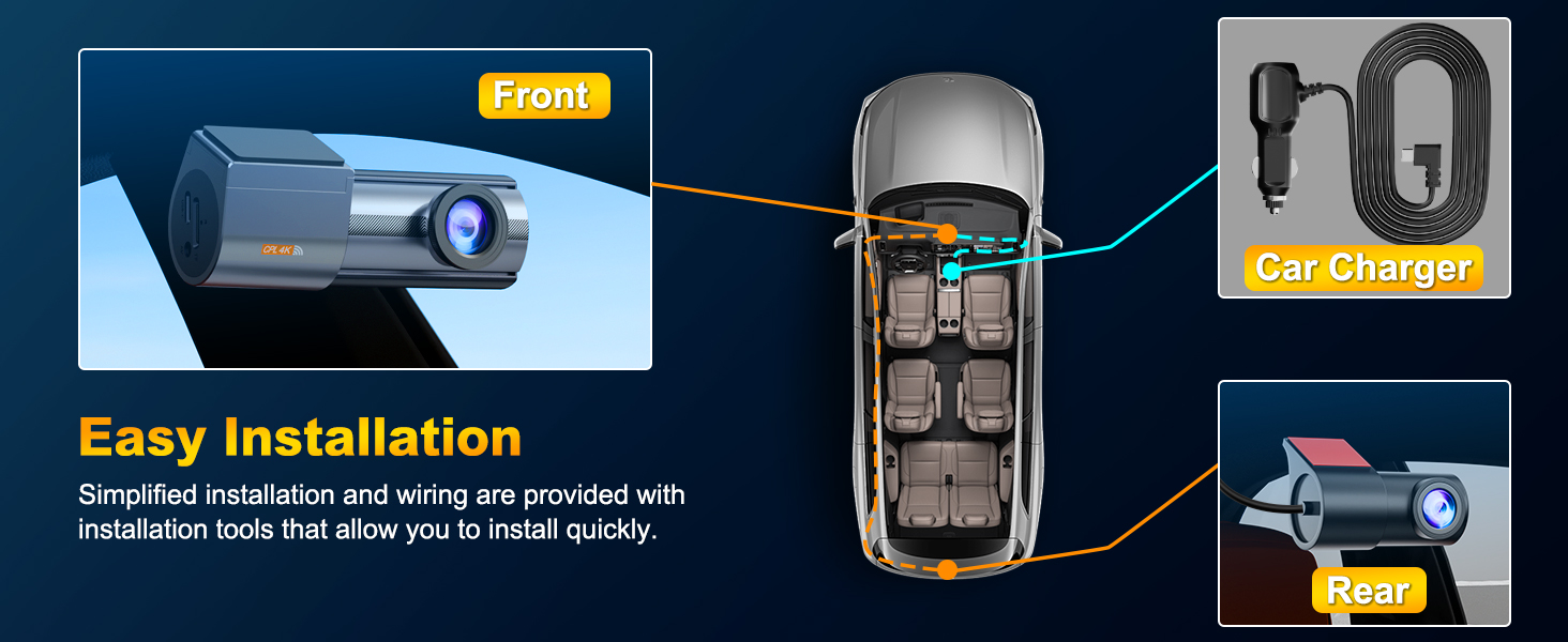 dash cam front and rear 24/7 recording