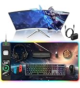TopMade Wireless Charging Mouse Pad, RGB Gaming Mousepad Home Office Desk Pad, 31.5” x 15.8” Larg...
