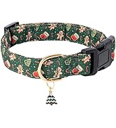 Faygarsle Green Dog Collar Christmas Design Gingerbread Man Pattern for Small Medium Large Dogs C...