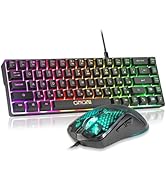 CHONCHOW 60% Gaming Keyboard and Mouse Combo, 68 Keys Wired LED RGB Backlit Black Gaming Keyboard...