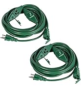 Suraielec 2 Pack 25 FT Outdoor Extension Cord with Multiple Outlets, 3 Outlet Multi Plug Cord, 16...