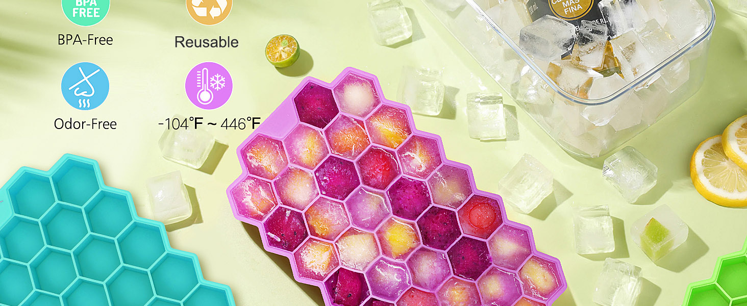 3 Pack Ice Cube Tray with Lid