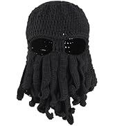 Azarxis Beard Beanie Hat Knit Funny Pirate Hat Winter Octopus Hat Windproof Warm Squid Mask for M...