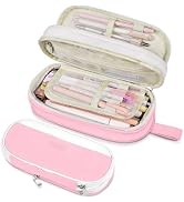 Sooez Large Pencil Case, Expandable Pencil Bag with 5 Compartments, Big Capacity Canvas Pencil Po...