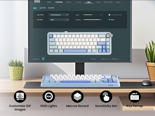 HE65 wireless gaming keyboard with screen and knob