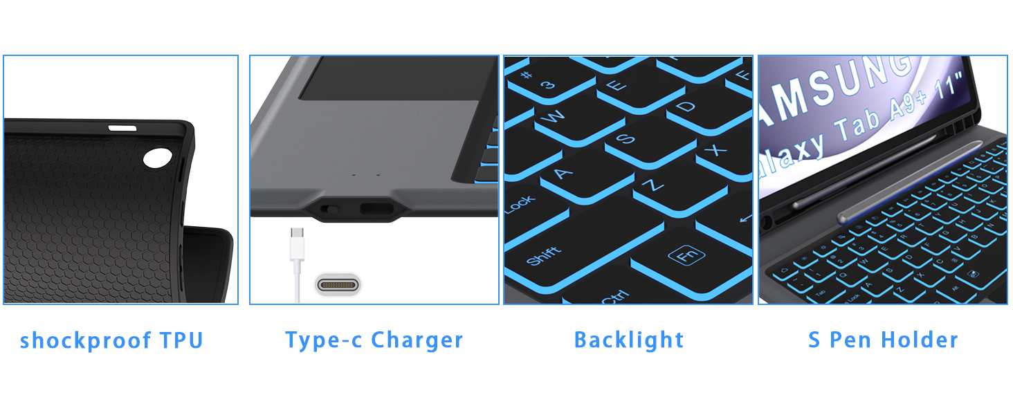 keyboard folio for Galaxy Tab A9+ generation