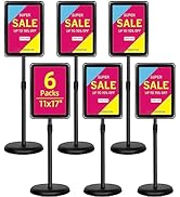 VAIIGO 6Packs 11x17 Inch Adjustable Pedestal Poster Sign Stand, Heavy Duty Floor Standing Sign Ho...