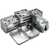 Goodma 12 Pack Empty Rectangular Silver Metal Tins Storage Organizer Gift Boxes with Hello Summer...