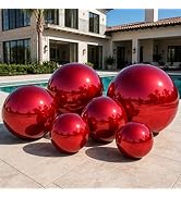 VEBESYET Red 6PCS Inflatable Mirror Ball Set Reusable Large Event Decoration Balloon PVC Bubble B...