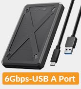 iDsonix 2.5 inch Hard Drive Enclosure, 6Gbps USB 3.1 to SATA III Tool-Free External Hard Drive En...