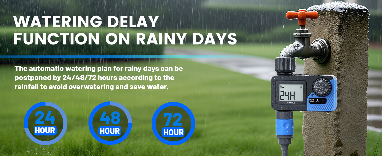 Watering delay function on rainy days