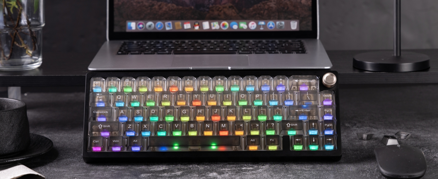 Gradient Grey Translucent keycaps,Shine Through Keyboard keycaps 60 75 100%,Frosted Key caps Set