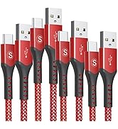 sweguard USB Type C Cable, 4 Pack (1ft+3.3ft+6.6ft+10ft) USB A to USB-C Fast Charger Nylon Braide...