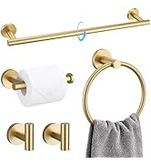 TQKAG 5 Piece Bathroom Accessories Set Brushed Gold Bathroom Hardware Set 23.6 Inch Bath Towel Ba...
