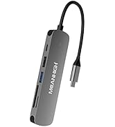 MEANHIGH USB C Hub 6-in-1 Type C to HDMI Adapter with 4K 60Hz Multiport Dongle 100W PD Charging D...