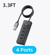 4 ports usb hub 3.3ft