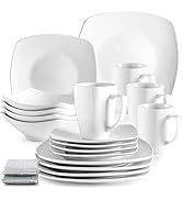 Zulay 16 Piece Dinnerware Sets - Porcelain White Dinnerware Set, Premium Quality Service For 4 - ...