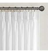 Beige White Pinch Pleated Linen Curtains 84 Inch Length 2 Panels for Bedroom Living Room Textured...