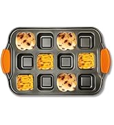 Kofebe Brownie Pan with Dividers, 12-Cavity Square Muffin Pan with Silicone Handles, Non-Stick Ca...
