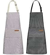 NLUS 2 Pack Kitchen Cooking Aprons, Adjustable Bib Soft Chef Apron with 2 Pockets for Men Women (...