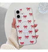 QLTYPRI Magnetic for iPhone 16 Case Compatible with MagSafe, Cute Clear Ribbon Bow Aesthetic Phon...