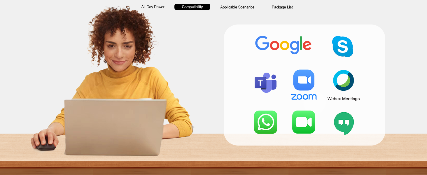 Works Seamlessly with Zoom, Microsoft Teams, Google Meet &amp;amp; Hangouts, Webex Meetings, Skype, and More