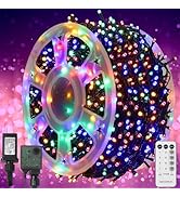 WATERGLIDE 1000 LED Christmas String Lights, 328 FT Green Wire LED Decorative Fairy Lights with R...
