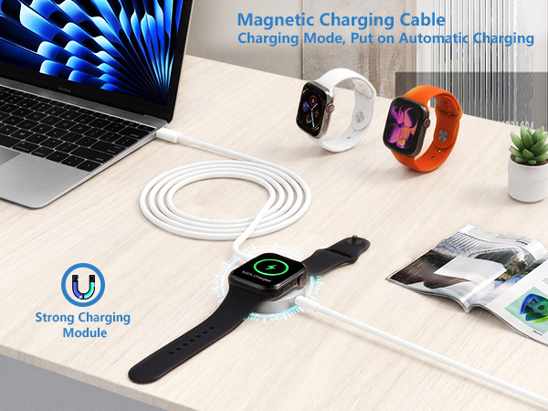 Apple MFi Certified 2Pack 6.6FT Magnetic Wireless Charging Cable for Apple Watch Charger