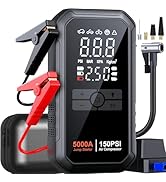 10-in-1 Jump Starter with Air Compressor 5000A 26800mAh 150PSI Portable Car Battery Jump Starter ...