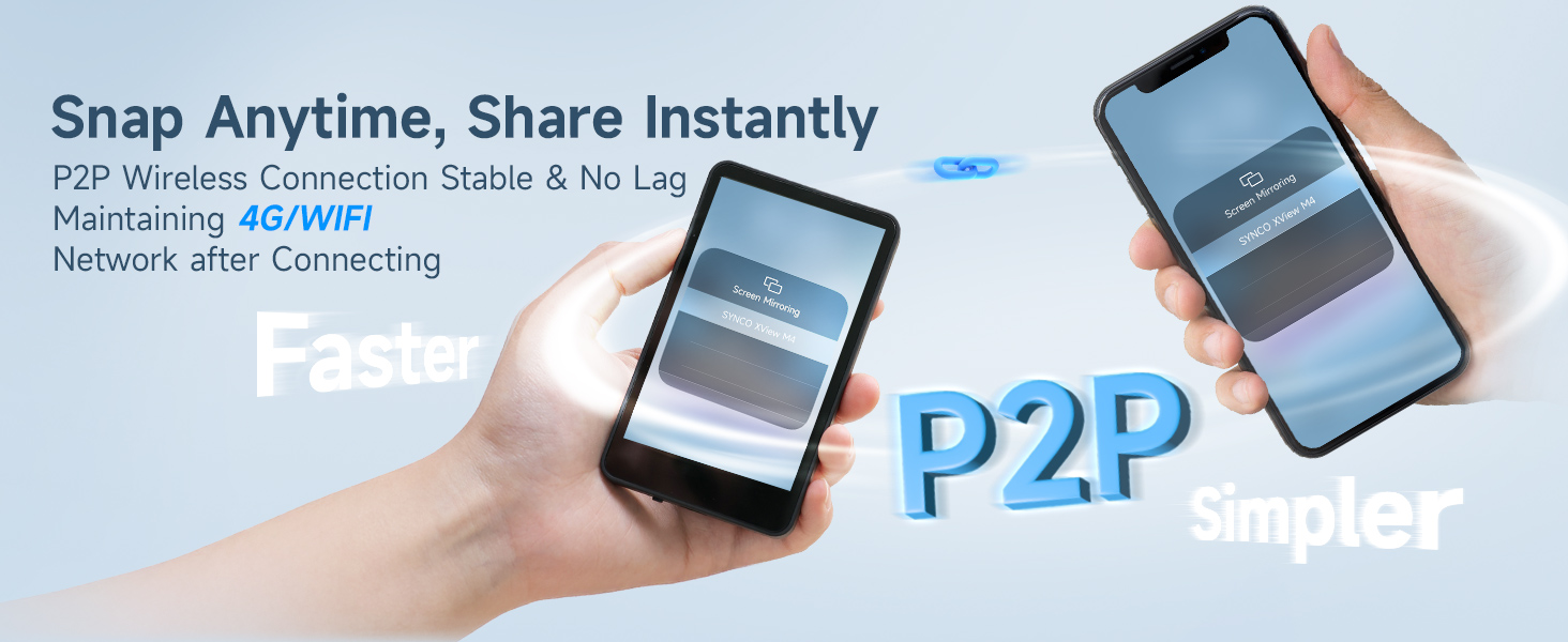 SYNCO XView Vlog Selfie Monitor Screen P2P Connection