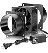 WDERAIR 80mm x 38mm 3 Inch Air Vent Duct Booster Adjustable Speed Fan with 2 Duct Adapters for DI...