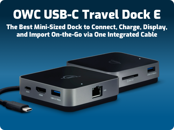 OWC USB-C Travel Dock E, 6 Port, Bus-Powered, USB Type-C 100W Pass Through, one 4K Display