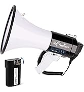 MyMealivos Megaphone with Siren Bullhorn 50 Watt Bullhorn Speaker with Detachable Microphone, Por...