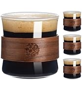 gegewawa Espresso Cups Set of 4 with Ring, 8 OZ High Borosilicate Espresso Shot Glass, Clear Smal...