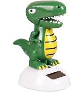 Green Solar Powered Dancing Dinosaur,Car Decor Gift, Swinging Dancer Ornaments,No Battery Require...