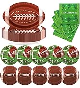 72PCS Football Party Plates and Napkins, 11.8in Football Shaped Disposable Paper Plates, Football...