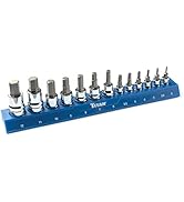 Titan 85531 13-Piece Metric Hex Bit Socket Set, Magnetic Socket Organizer with Laser-Etched Size ...