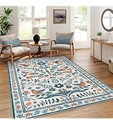 LIVEBOX Washable 5x7 Area Rug, Soft Boho Beige Area Rug for Bedroom, Non-Slip Vintage Large Livin...