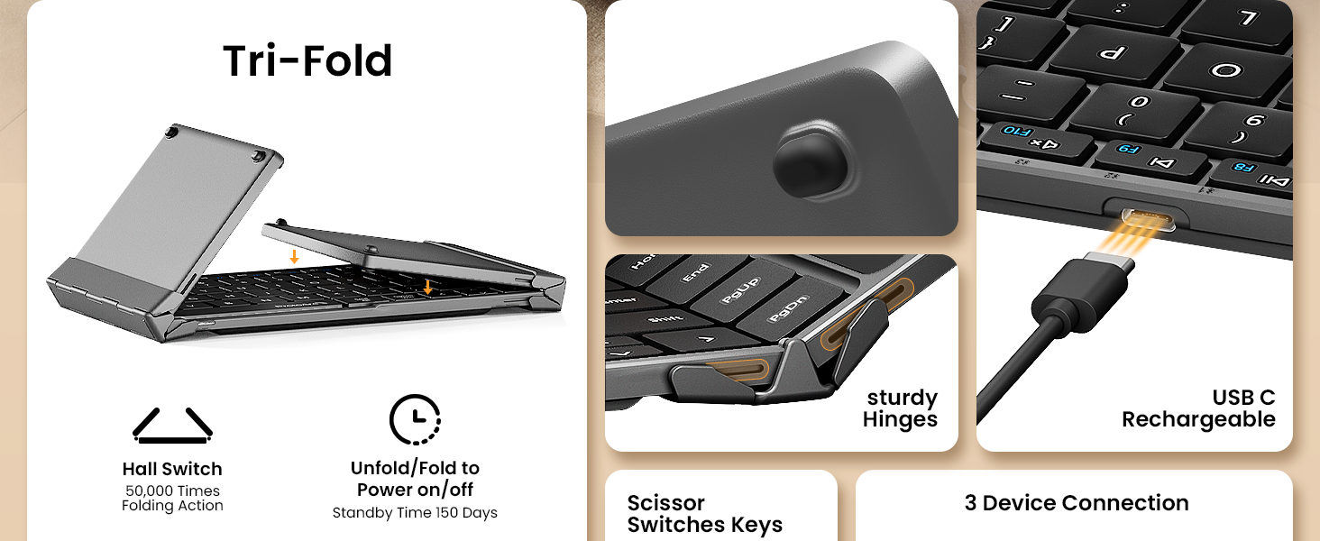 foldable bluetooth keyboard with touchpad